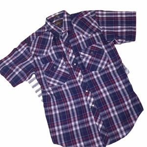 HP {OUTLAW Western Wear} Pearl Snap Button Up Shirt EUC Mens M full button